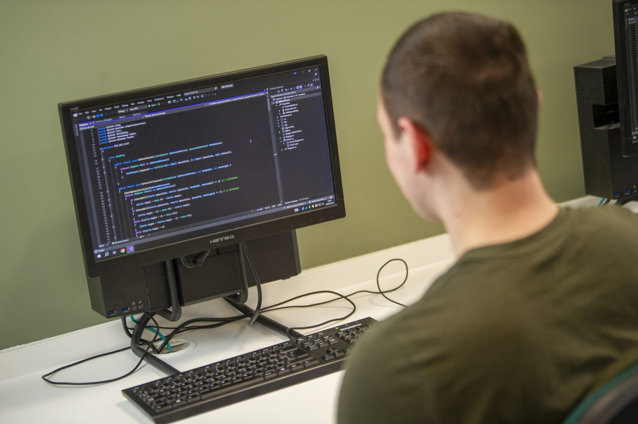 Student working on a computer