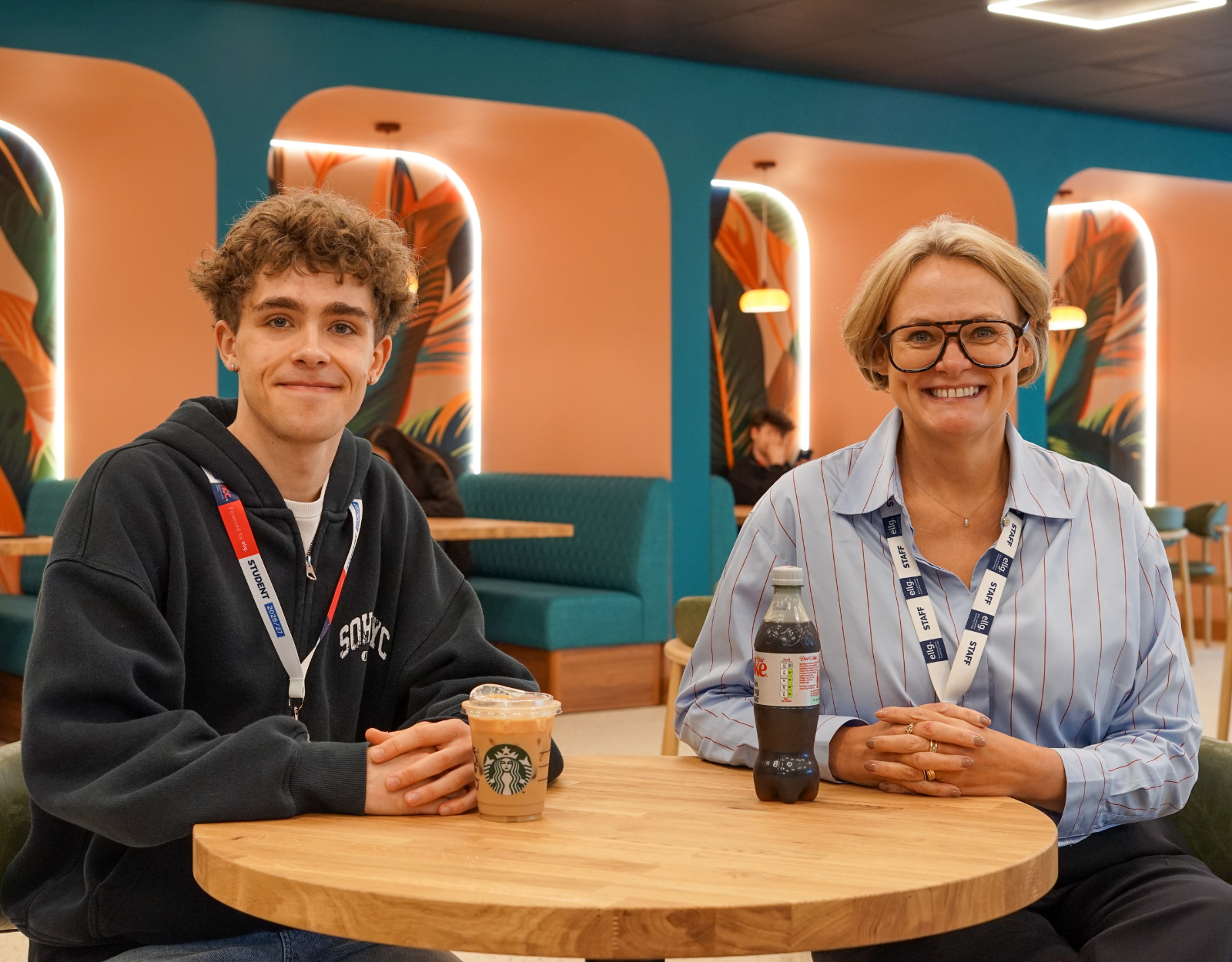 Student (Jack) and Lisa (Principal) in the new cafe